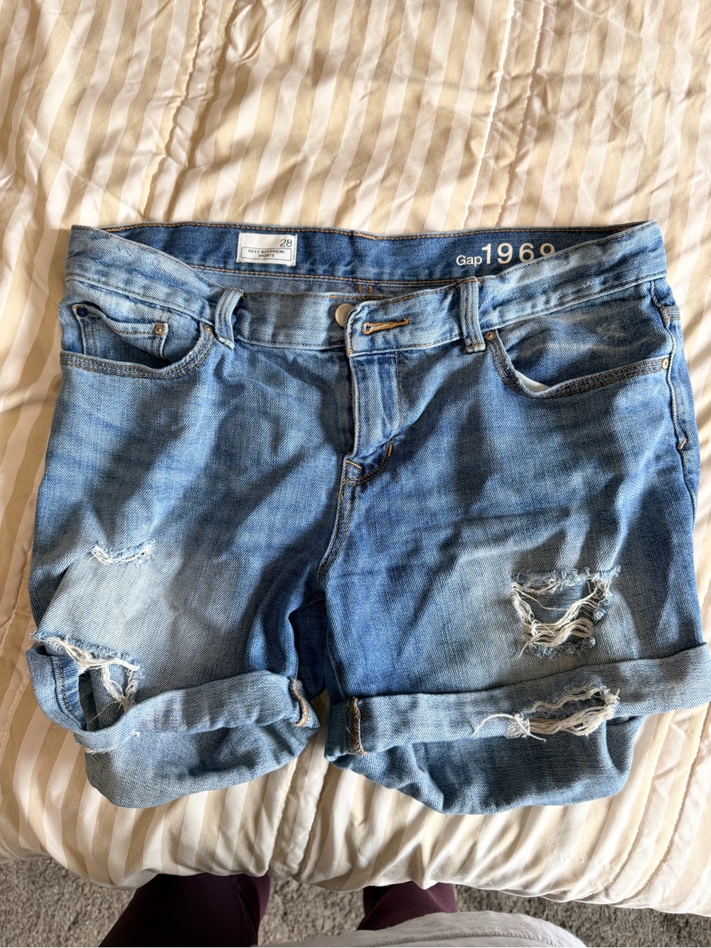 GAP Light Blue Distressed Denim Jean Shorts